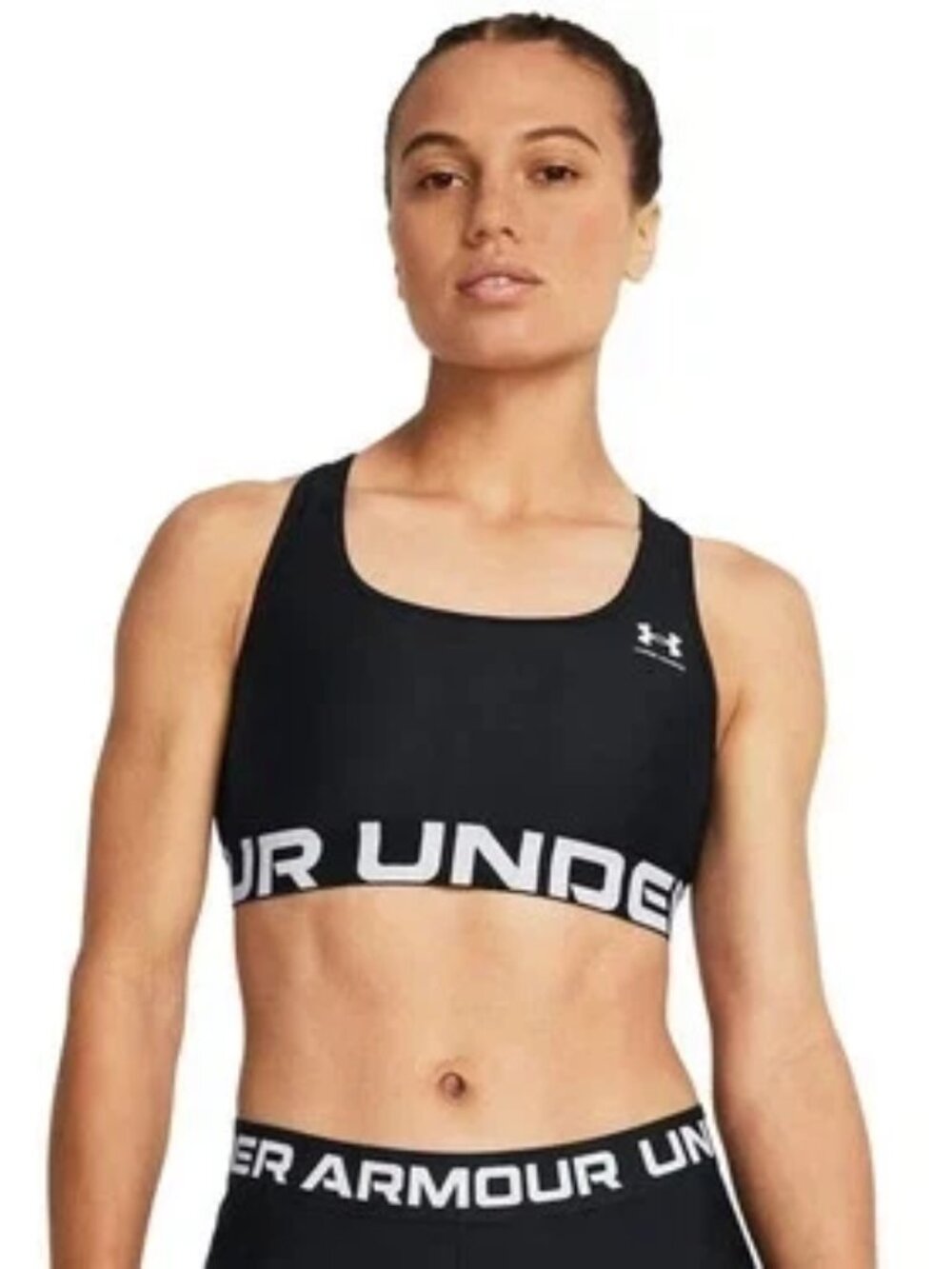 Under Armour Women's HeatGear Armour Mid Padless Sports Bra - BLUE,NAVY,WHITE